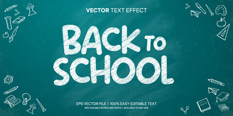 Fototapeta back to school chalk on board editable text effect obraz