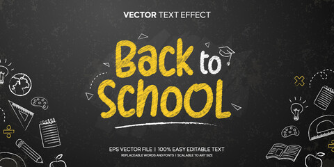 back to school chalk on blackboard background editable text effect