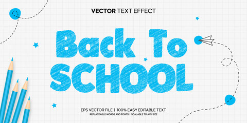 back to school pencil color drawing editable text effect © HeicreativeStudio