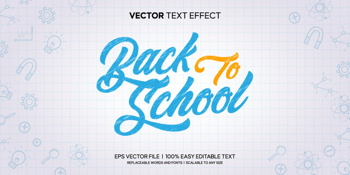 back to school with color pencil sketch editable text effect