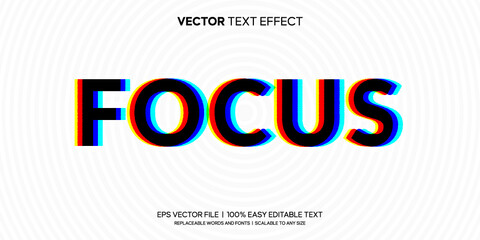 stay focus glitch editable text effect - obrazy, fototapety, plakaty