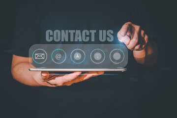 Future personal connection world concept business people use Connect online business communication with email address chat message icon.