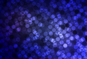 Dark Purple vector background with bubbles.