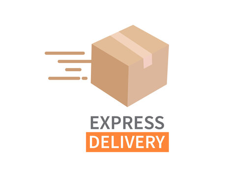 Express delivery with Carton packaging box. Fast delivery. Flat vector illustration.
