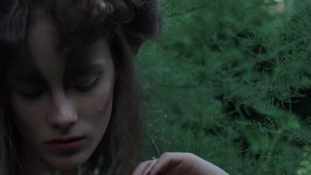 Slow Motion girl elf in the field 