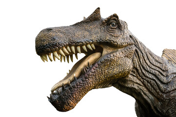 Head of Spinosaurus Aegyptiacus, Spinosaurus Aegyptiacus is a carnivore genus of theropod dinosaur that lived in Cretaceous period, isolated on white background with clipping path