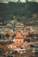 Fototapeta na wymiar Vista superior de la iglesia central Otavalo-Ecuador.
