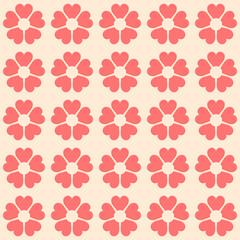 Colorful retro background. Geometric abstract seamless pattern . Vintage stylised flowers, placement by grid. Cheerful floral surface design print in old school 60s, 70s