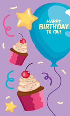 birthday to you lettering postcard