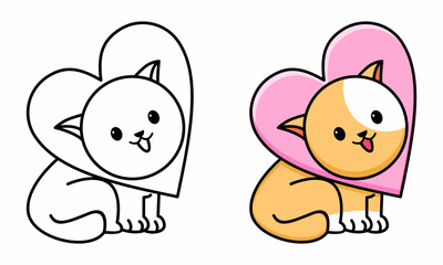 Cute cat coloring page for kids