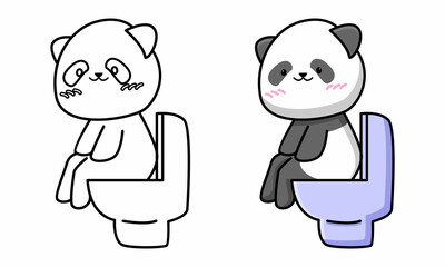 Cute panda pooping coloring page for kids