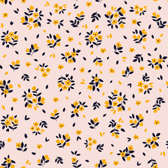 Cute floral background. Vector seamless pattern with ditsy flowers. Vintage botanical surface pattern design. Cottage core wallpaper