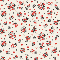 Cute floral background. Vector seamless pattern with ditsy flowers. Vintage botanical surface pattern design. Cottage core wallpaper