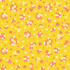 Cute floral background. Vector seamless pattern with ditsy flowers. Vintage botanical surface pattern design. Cottage core wallpaper