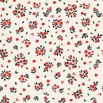 Cute floral background. Vector seamless pattern with ditsy flowers. Vintage botanical surface pattern design. Cottage core wallpaper