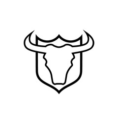 Shield Bull Logo Design Template isolated on white background