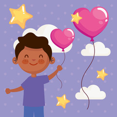 boy with heart balloons