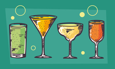 four drinks beverages icons