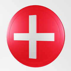 add plus medical cross button icon 3d rendering