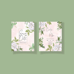 wedding card design watercolor flower concept