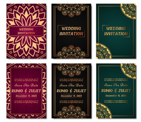 Fototapeta na wymiar Wedding invitation template set design