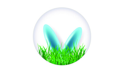 Rabbit ears in green grass. Happy Easter Background