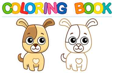 Farm animal for children coloring book. Vector illustration of funny dog in a cartoon style