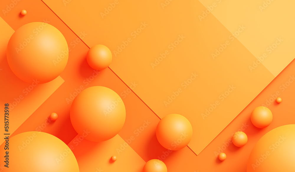 Poster abstract geometric orange 3d object background with colorful creative art paper template or minimal 