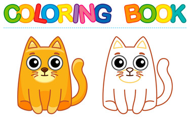 Farm animal for children coloring book. Vector illustration of funny cat in a cartoon style