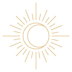 Png moon inside the sun modern celestial gold linear style