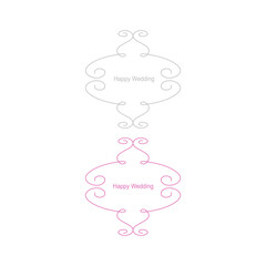 Happy Wedding Simple Design Ornamental Labels isolated On White
