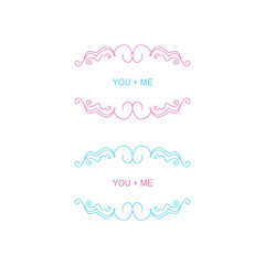You + Me Design labels Isolated on White