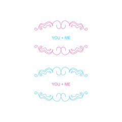 You + Me Design labels Isolated on White