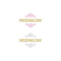 WEDDING DAY SIMPLE DESIGN ORNAMENTS ISOLATED ON WHITE