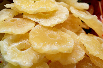 Pieces of dry candied fruits for background