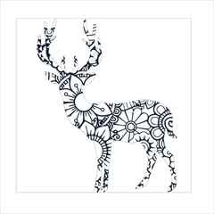 animal mandala  deer coloring book page silhouette of deer   vector illustration