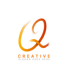 Letter Q abstract logo design. Colorful glossy logotype vector design template in white background