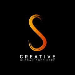 Fototapeta premium S Letter logo design. Abstract glossy colorful logotype vector design template in black background