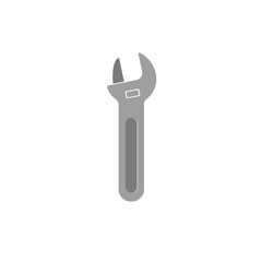 Adjustable wrench grey hand tool on white background