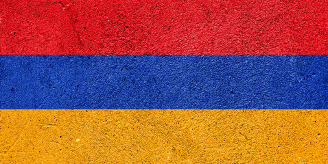 State flag of the Republic of Armenia on a plaster wall