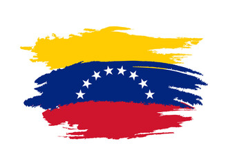 Brush flag of Venezuela country. Happy independence day of Venezuela with grungy flag background