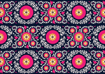 Seamless pattern with floral elements.Seamless colorful pattern with mandala. Vintage decorative element. The hand-drawn pattern is in Pakistani—Islam, Arabic, Indian, and ottoman motifs.