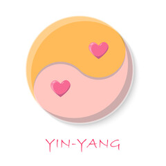 Yin yang icon with heart symbol
