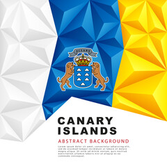 Polygonal flag of the Canary Islands. Vector illustration. Abstract background in the form of colorful white, blue and yellow stripes