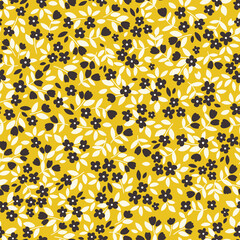 Vintage botanical surface pattern design. Cute floral background. Vector seamless pattern with ditsy flowers. Cottage core wallpaper