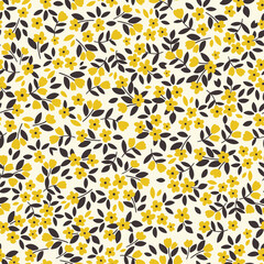 Vintage botanical surface pattern design. Cute floral background. Vector seamless pattern with ditsy flowers. Cottage core wallpaper