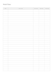 Note, scheduler, diary, calendar planner document template illustration. Work Time.