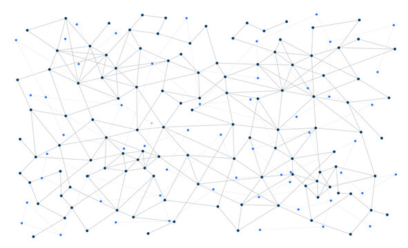 Abstract Compact Technology Network Connected Dots And Lines Background Template. Blockchain Linked Global Digital Database Graphic Vector