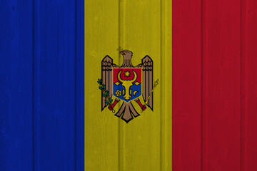 World countries. Wooden background in colors of flag. Moldova