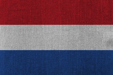 Patriotic classic denim background in colors of national flag. Netherlands